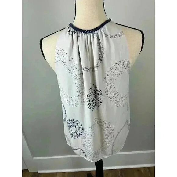 Ramy Brook Women's 100% Silk Halter Blouse Abstract Sleeveless Lined M Gray - Picture 8 of 12
